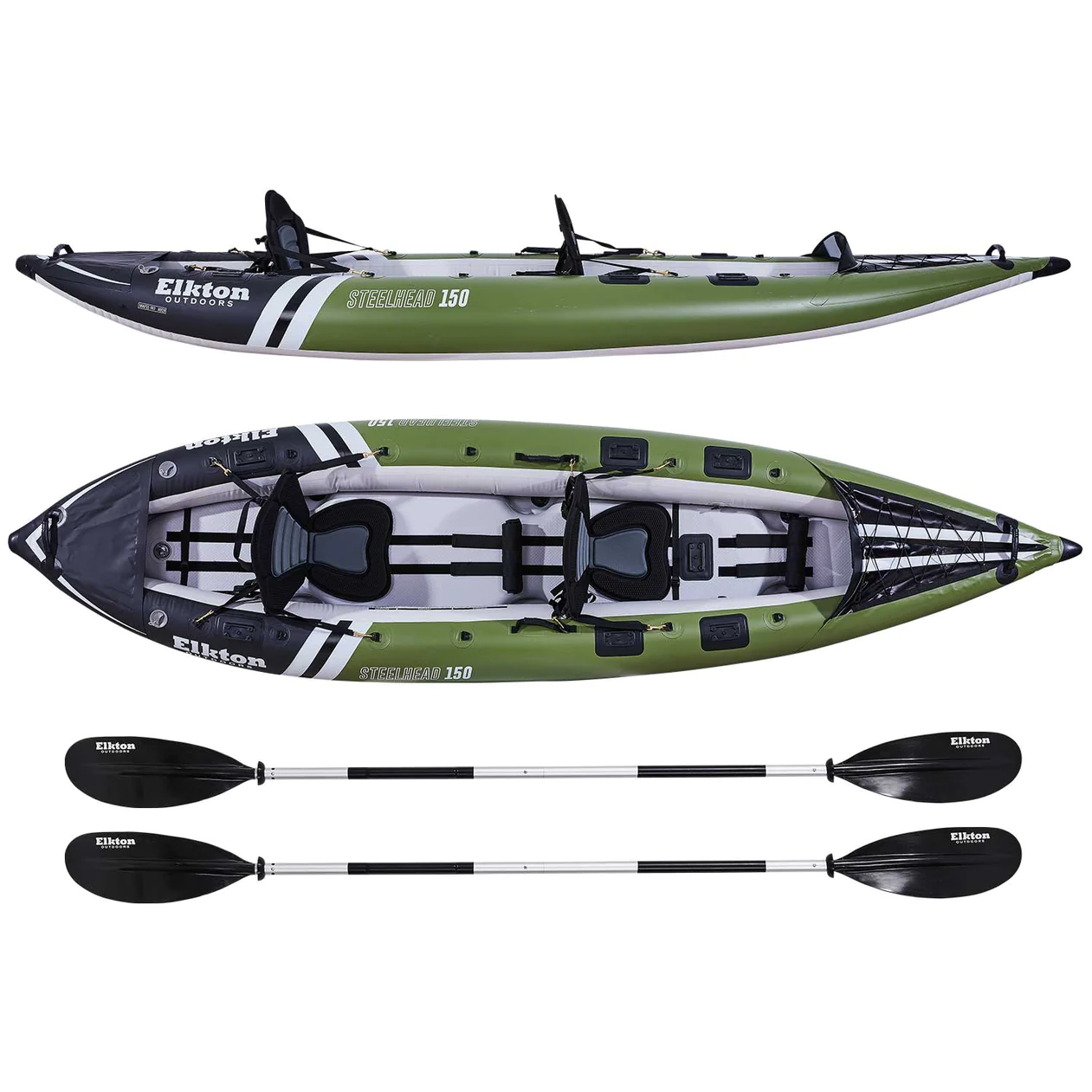 ELKTON OUTDOORS STEELHEAD 2 PERSON INFLATABLE FISHING KAYAK